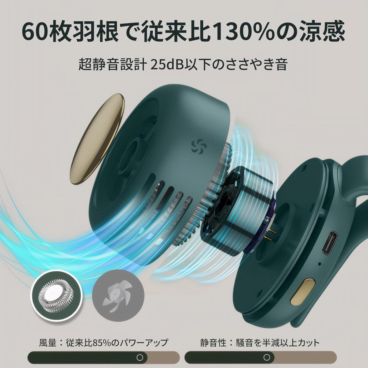超軽量クリップ式ポータブルミニファン