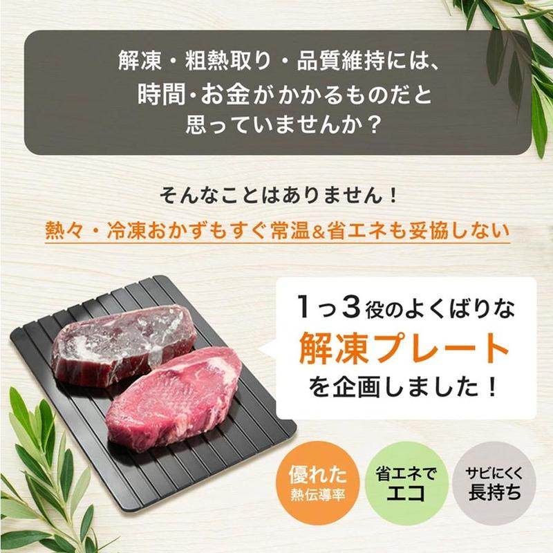 急速解凍 プレート 解凍 キッチン 放熱 魚 刺身 肉 冷凍食品 エコ 時短 家事 調理器具 まな板 主婦 SNS話題 解凍板 省エネ 電気不要 母の日 お祝いギフト