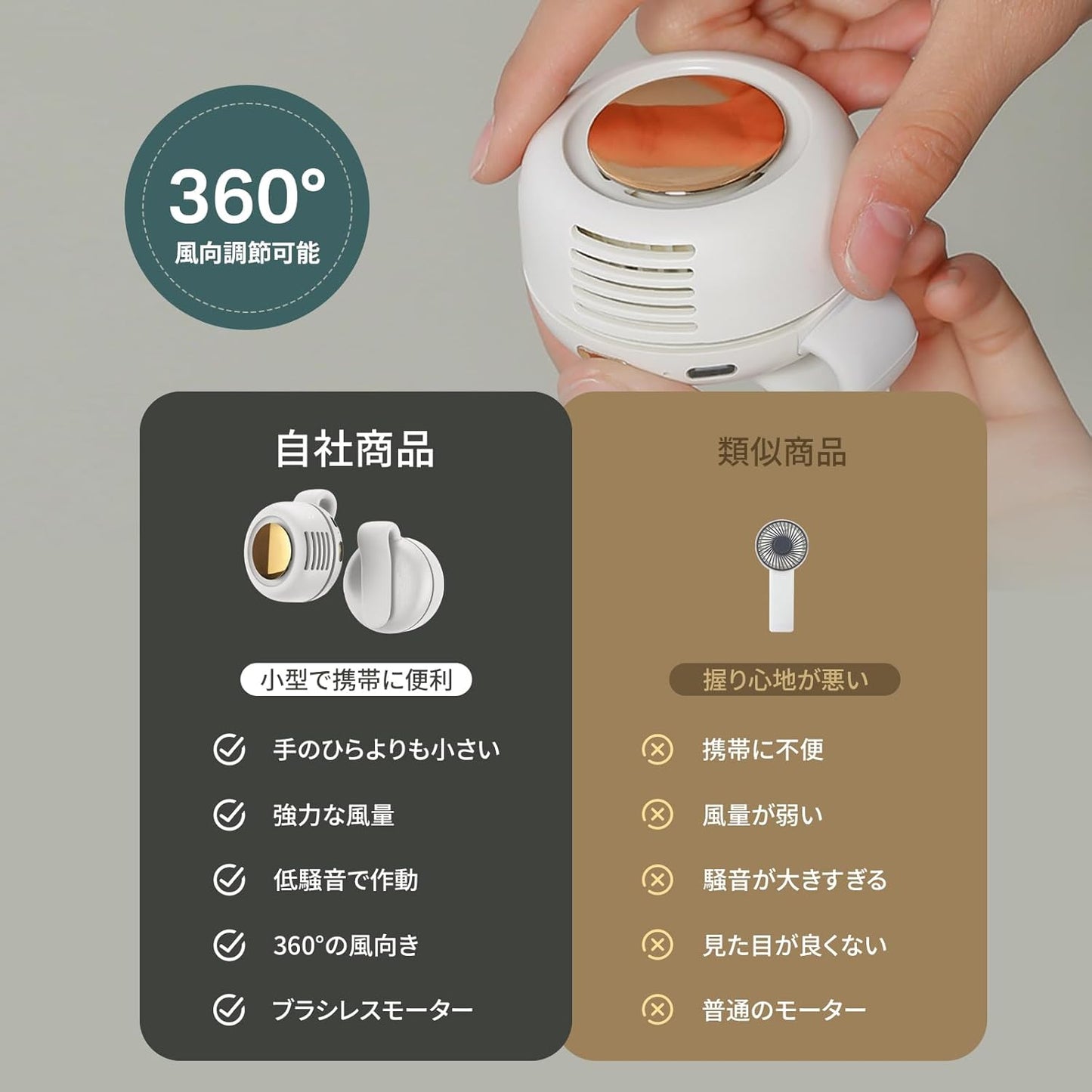 超軽量クリップ式ポータブルミニファン