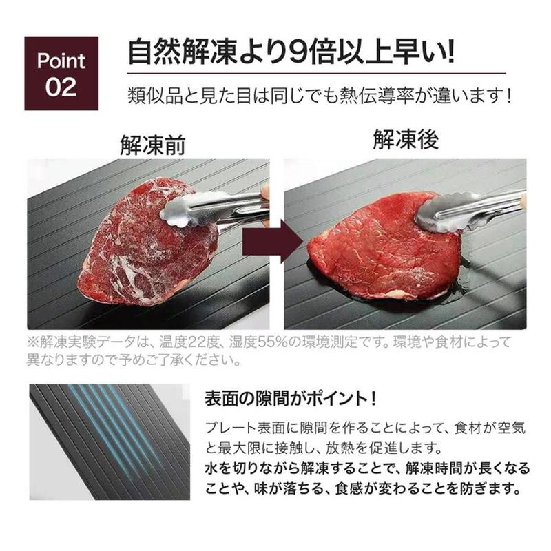 急速解凍 プレート 解凍 キッチン 放熱 魚 刺身 肉 冷凍食品 エコ 時短 家事 調理器具 まな板 主婦 SNS話題 解凍板 省エネ 電気不要 母の日 お祝いギフト